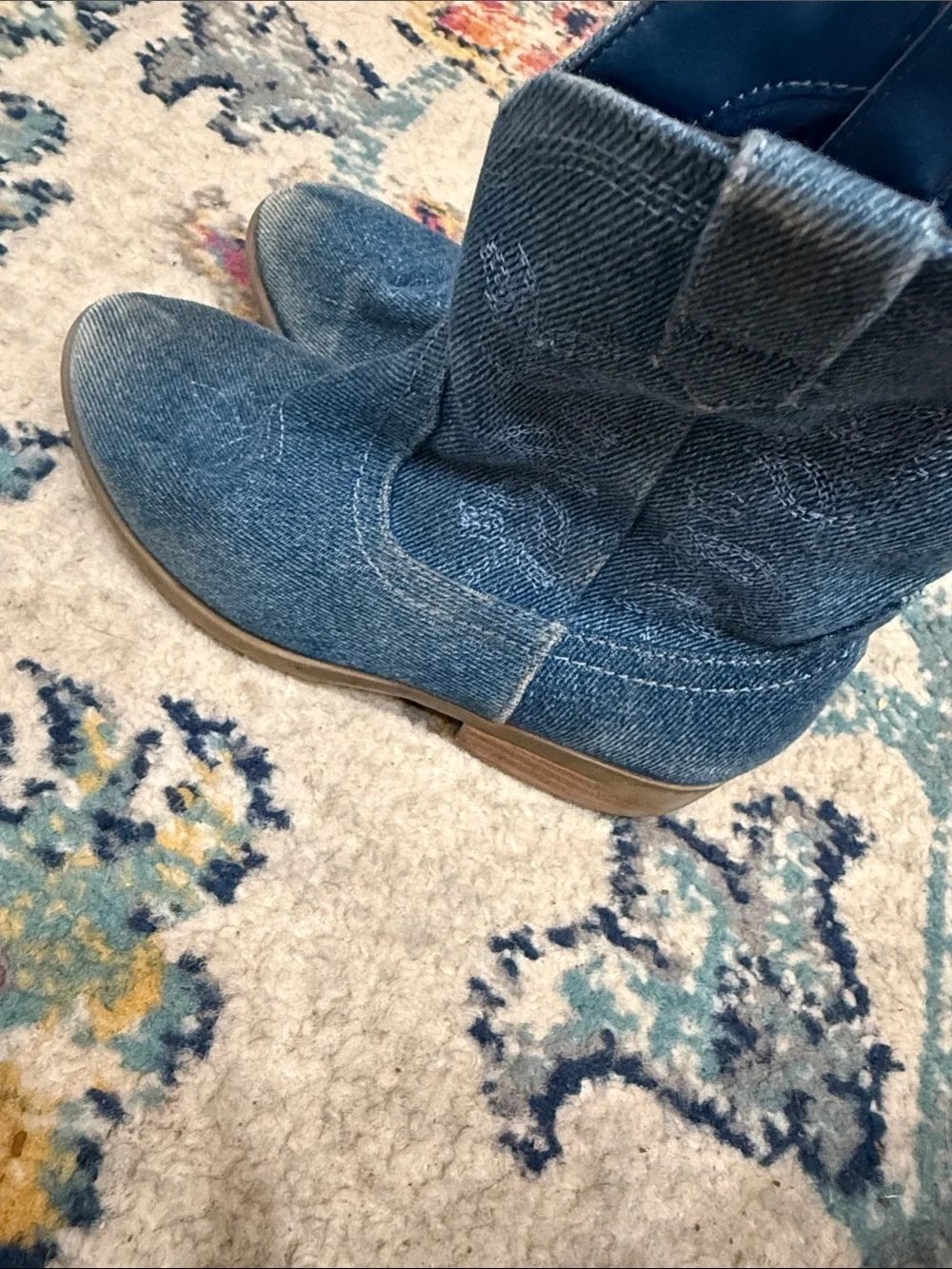 Girls denim cowgirl boots